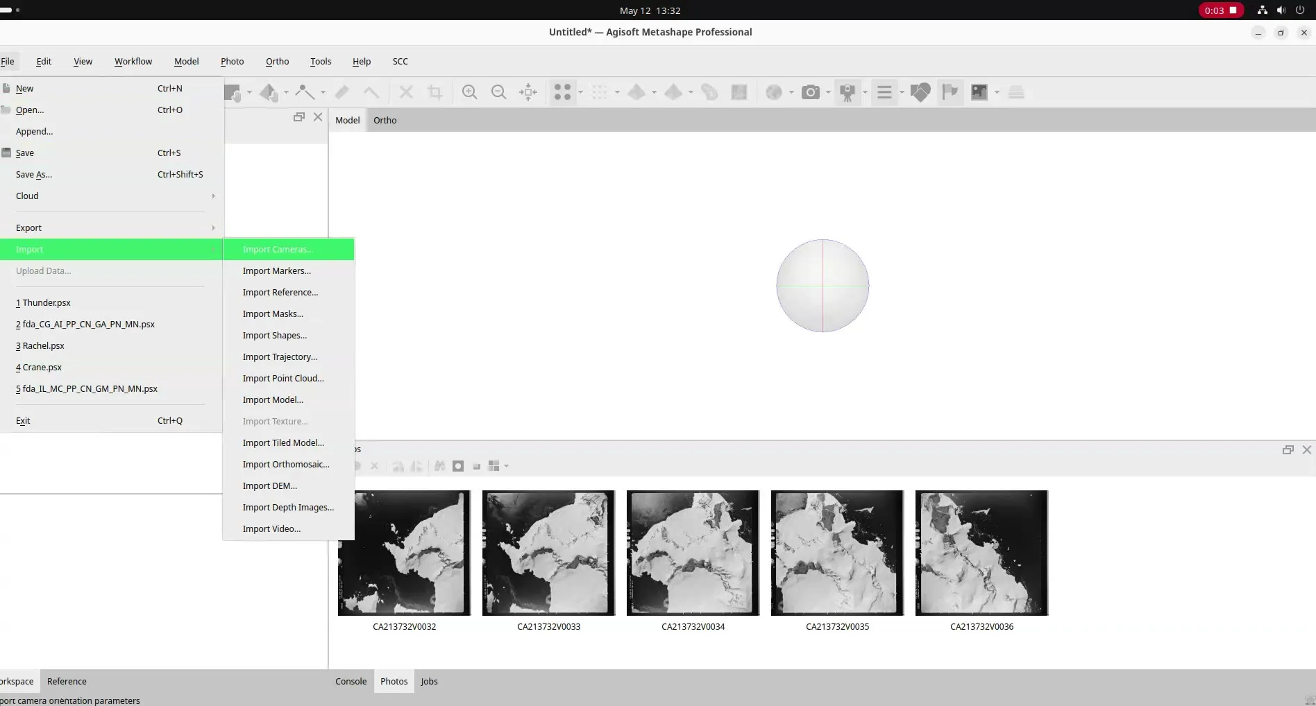 Screen capture of the import dialog